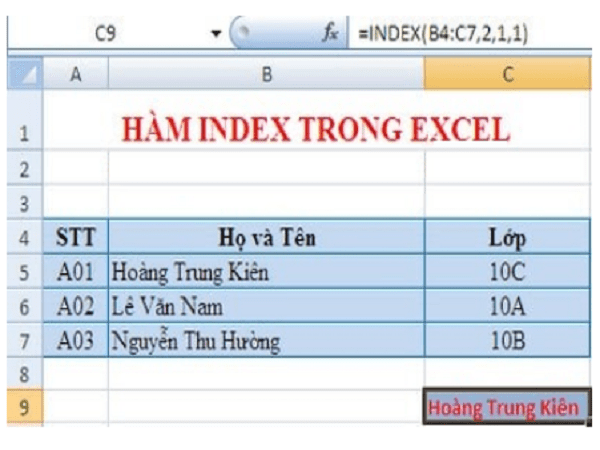 Hàm Index trong Excel là gì? Công thức hàm index?